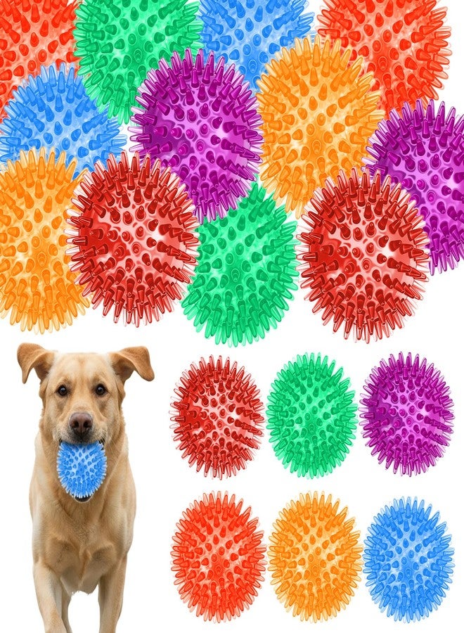 COMNICO 18 Pcs Squeaky Dog Toy Balls, 2.5 Inch Bulk Durable Spikey Dog Balls 6 Colors Puppy Chew Toys for Small Medium Large Dogs Clean Teeth and Training - Image 3